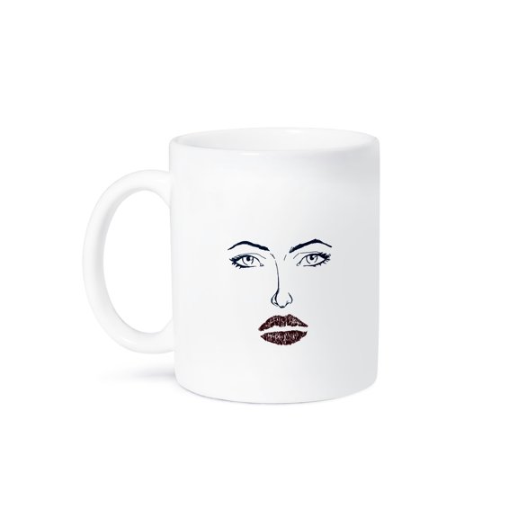 3dRose, Pretty Female Face with red lips, 11oz Mug