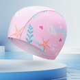 thumbnail image 4 of COM1950s Swimming Caps for Girls, Children's Swimming Cap Printed Comfortable Cloth Cap Baby Swimming Elastic Cap, 4 of 6
