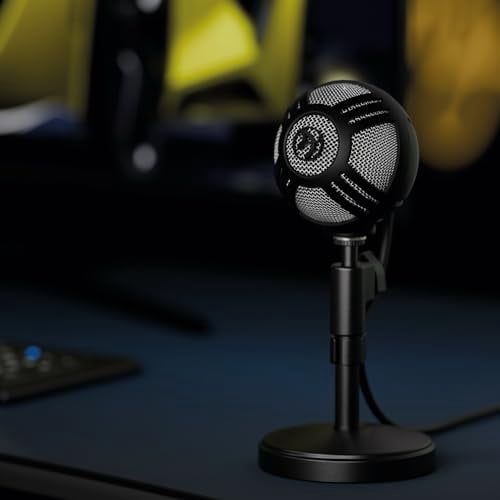 Arozzi - Sfera PRO Professional Grade Gaming/Streaming/Office USB Microphone - Cardioid, Cardioid -10dB, and Omnidirectional Polar Patterns, Boom Arm Compatible - Black