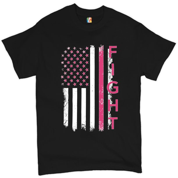 Tee Hunt Fight Breast Cancer TShirt Ribbon Awareness Cure Hope Men's