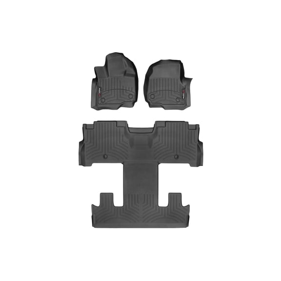 WeatherTech Custom Fit FloorLiners compatible with Expedition Max, Navigator L - Complete Set (1st Row, 1-Piece 2nd/3rd Row), Black