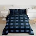 thumbnail image 2 of Homewish Blue Checkered Queen Comforter Set,Minimalist Plaid Bedding Sets,Geometric Grid Print Bedding Comforter Set For Girls Teens,Breathable Home Decor Reversible,3 Pieces, 2 of 8