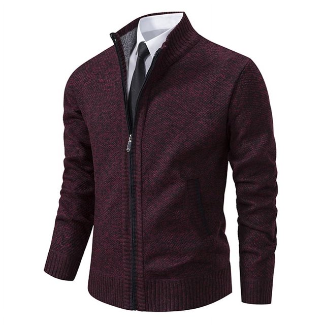 Abrigo deportivo informal para hombre, cárdigan cálido de lana con cremallera, cuello alto, Color sólido, otoño e invierno, Nuevo Jersey