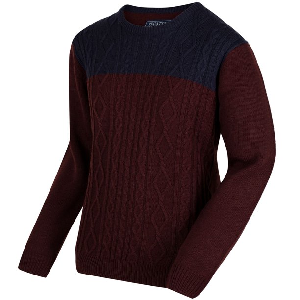 Regatta - Sudadera de punto modelo Koby para hombre (Chocolate/Azul marino)