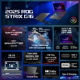 thumbnail image 3 of ASUS ROG Strix G16 (2025) Gaming Laptop, 16” WUXGA 165Hz/3ms AMD Ryzen 9 9955HX, NVIDIA GeForce RTX 5060 8GB VRAM 16GB DDR5-5600 RAM 1TB PCIe Gen 4 SSD Eclipse Gray, 3 of 12