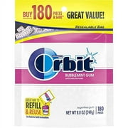 ORBIT Bubblemint Sugarfree Gum, 8.8-Ounce Resealable Bag, 180 Pieces