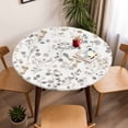 thumbnail image 5 of Ombre Gray Floral Elastic Fitted Round Table Cover Watercolor Leaves Plant Waterproof Outdoor Tablecloth for Holiday Party, Picnic, Patio & Dining Fits Tables Up to 36"-44", 5 of 8