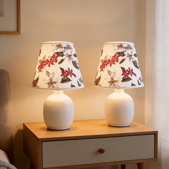 Vintage Floral Lamp Shade, Empire Style Fabric Lampshade for Table Lamp, Replacement Lampshade for Bedroom Living Room, Decorative Flower Print Lamp Cover