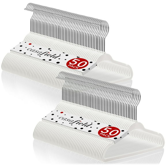 Casafield 100 Velvet Baby Hangers for Infant & Toddler Clothes, 11" - Ivory