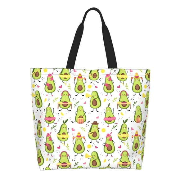 Easygdp Avocado Playing Music Bolsas Tote para Mujer, Bolsos de Hombro para Viaje, Bolsos de Mano de Gran Capacidad para Compras y Trabajo