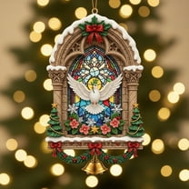 Taicans ‌Angel Choir Christmas Tree Ornaments - Stained Glass & Bells Design,Resin Shatterproof Decor,2025 New Year Gift,Holiday Home & Religious Christmas Decorations‌