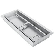 VEVOR Fire Pit Pan 49x8 Inch, Stainless Steel Linear Trough Fire Pit Pan and Burner, Built-in Fire Pit Burner Pan, 90K BTU