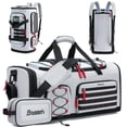 thumbnail image 1 of Bolsa de gimnasio Bosstin para hombre y mujer, bolsa de viaje de 45 litros, bolsa de lona deportiva para gimnasio, fin de semana, mochila nocturna con compartimento para zapatos (gris), 1 of 5
