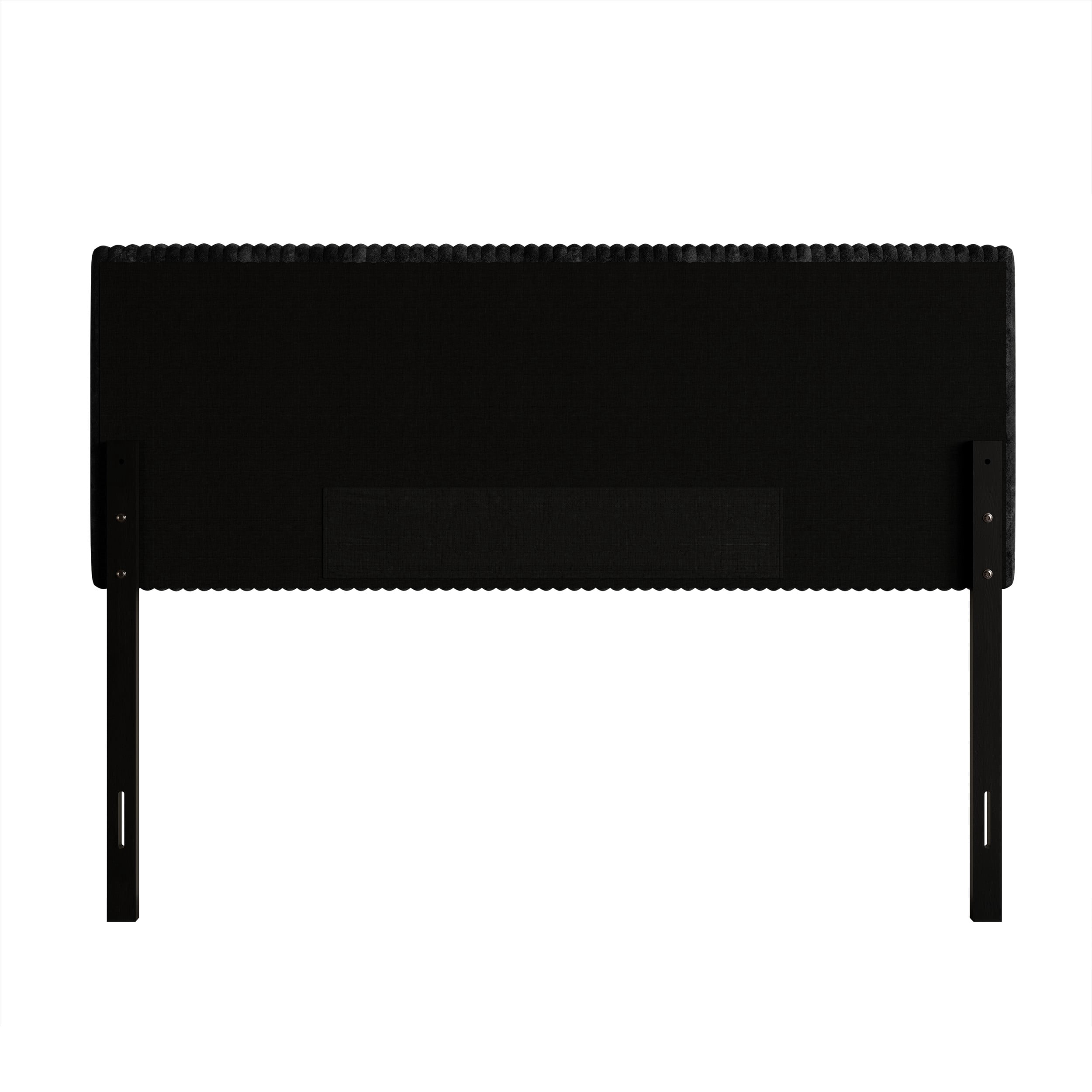 Home Design Romney Twin Upholstered Headboard with Vertical Channel Tufting, Adjustable Height, Black