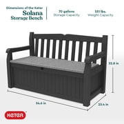 Keter Solana Outdoor Seating 70 Gallon Resin Deck Box, Grey