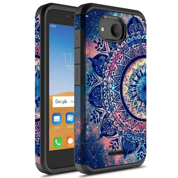 Alcatel Tetra Case, Kaesar Slim Hybrid Dual Layer Shockproof Hard Cover Graphic Fashion Cute Colorful Silicone Skin Cover Armor Case for Alcatel Tetra (Mandala)