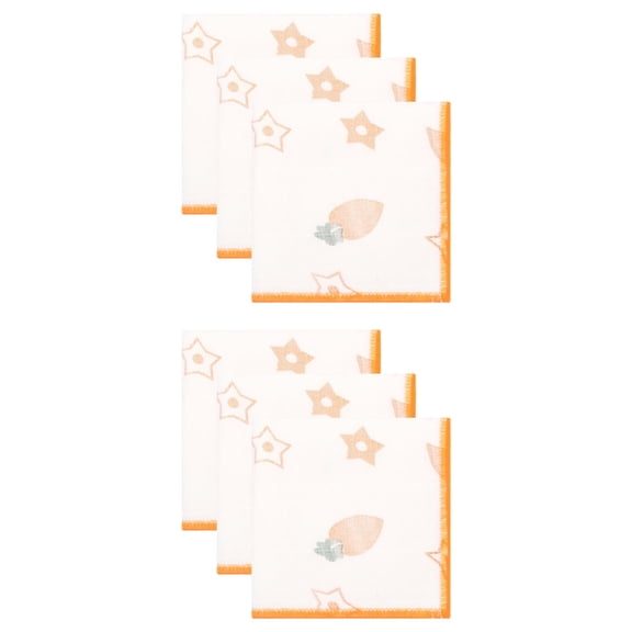 Unique Bargains 6 Pack Reusable Cute Pattern Quick Dry Dish Cloths Orange 12" x 12"