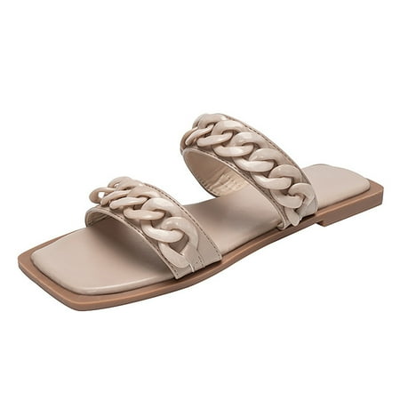 

Women s Slippers Size 9 Moccasins Designer Slippers for Women Women Bottomed Slippers Fashion Chain Beach Flat Bottomed Women Sandals