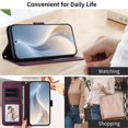 thumbnail image 5 of Wallet Leather Case For Samsung Galaxy A36 5G 6.7",With Card Holder,Wristband, Shockproof Kickstand Embossed Happy Pattern Phone Case,Purple,For Galaxy A36 (5G), 5 of 8