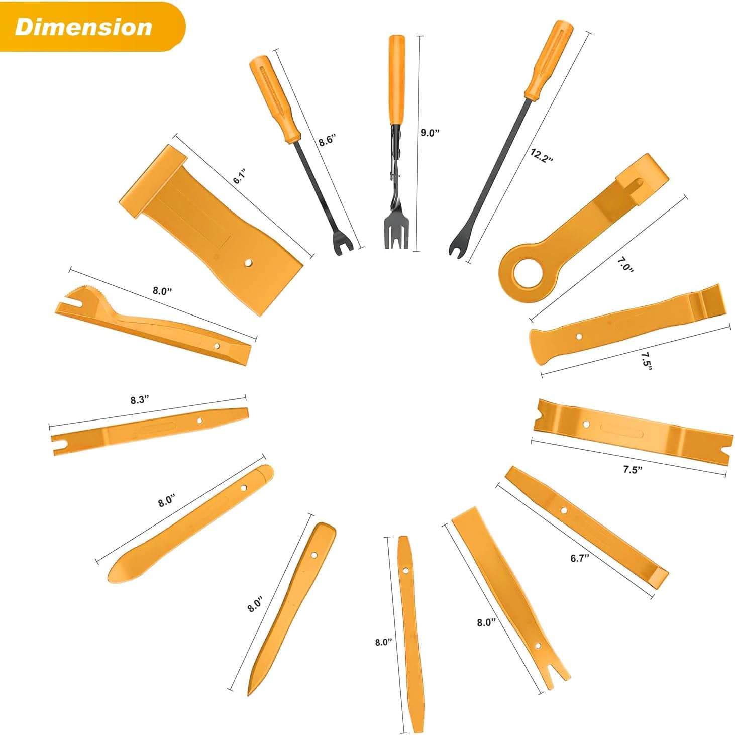 GOOACC 40Pcs Trim Removal Tool,Auto Terminal Removal Key Tool,Auto Clip Pliers Stereo Removal Tools,Car Upholstery Repair Removal Kit,Wiring Threader,Car Film Scrape-Yellow