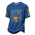 thumbnail image 2 of KLHDSF Mens Casual Halloween Print Top Lightweight Breathable Daily T-Shirt Round Neck Short Sleeve Loungewear Blue M, 2 of 6