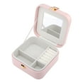 thumbnail image 3 of REGALWOVEN Square PU Leather Jewelry Box with Mirror for Women, Single Layer Jewelry Organizer with Snap Closure Pink, 3 of 7