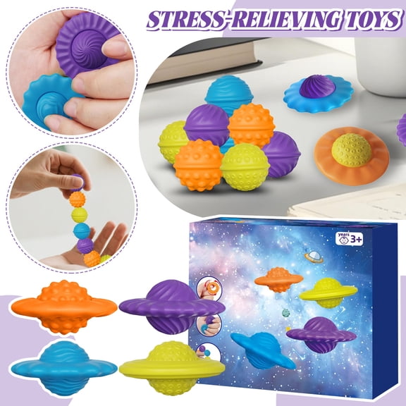 2026 New Silicone Sensory Toys for Gifts, Round Sensory Stones Set, Fidget-Toys for Gifts, Creative Tactile Learning Toys for Home