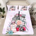thumbnail image 2 of Castle Fairy Romantic Floral Rose 4 Pieces Queen Sheet Sets for Kids Teens,Paris Eiffel Tower Ultra Soft Flat Sheet,Purple Marbling Watercolor Queen Fitted Sheet,Breathable Home Decor, 2 of 7