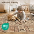 thumbnail image 4 of ODIKA 5'x7' Washable Area Rug Non-Slip, Chair-Friendly Entryway Boho Geometric Grid Farmhouse Distressed Motif Border for Dining Room, Under Table, Home Office, 4 of 7