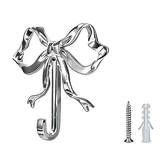 2PCS Bow Knot Hooks, 2.6in Alloy Hanging Bowknot for Kitchen, Bathroom, Laundry, Multi Purpose Decorative Wall Hooks for Coats, Keys, Hats, Towels