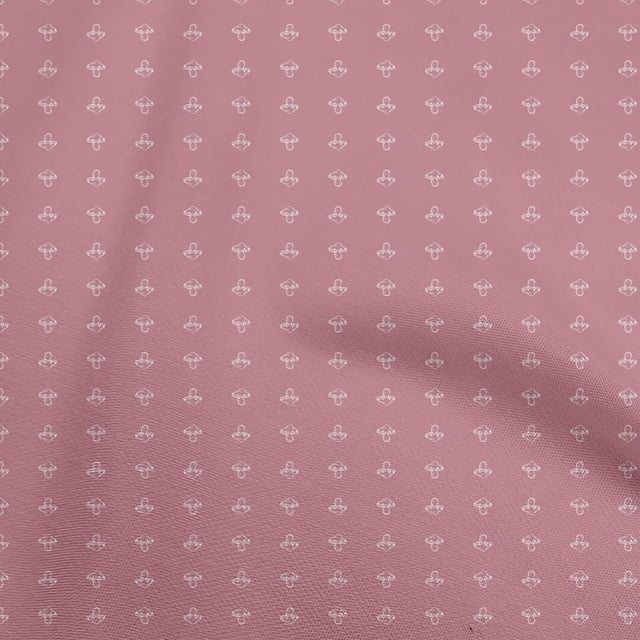 oneOone Rayon Light Pink Fabric Retro Mushroom Fabric For Sewing Printed Craft Fabric By The Yard 56 Inch Wide