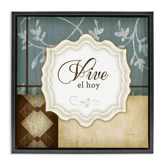 Stupell Industries Vive el Hoy Tradicional Inspirational Quotes & Sayings Painting Black Floater Framed Art Print Wall Art, 18 x 18