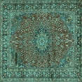 thumbnail image 1 of Ahgly Company Indoor Square Persian Turquoise Blue Traditional Area Rugs, 6' Square, 1 of 4