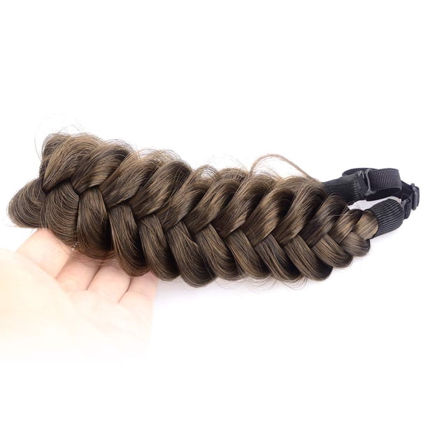 Diadema BOBIYA Messy Wide de 2 mechones para cabello sintético, marrón oscuro