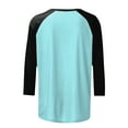 thumbnail image 6 of zaveiop Women's Color Block 3/4 Raglan Sleeves T-Shirt Loose Crew Neck Casual Tops Trendy Basic Pullover Casual Outfits 2025 (Z-Light Blue, XL), 6 of 6