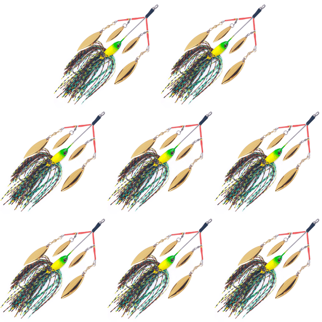 Spinnerbait artificial de 13 cm con cebo giratorio de lentejuelas para pesca de lubina color marrón