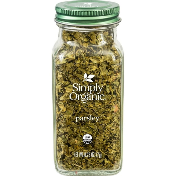 Simply Organic Parsley Flakes, 0.26-Ounce Jar, Fresh, Green-Leafy Taste, Vibrant Color Italian Parsley, Kosher, Organic