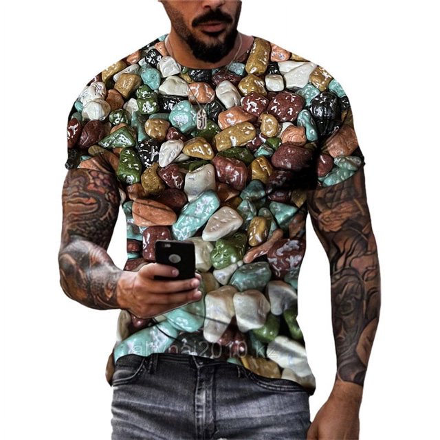 Mode Hip Hop Parodie T-shirt Graphique Imprimé 3D Galet Tendance Décontractée pour Hommes Col Rond Manches Courtes Qualité