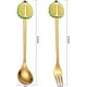thumbnail image 2 of Cuchara/tenedor de postre de frutas, 3 cucharas para café y 3 tenedores de postre, 6,2 pulgadas de acero inoxidable (cucharas y tenedores de 6,2 pulgadas, dorado), 2 of 4