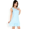thumbnail image 3 of Women's Sleeveless Ruffle Hem Textured Shift Dress- Light Blue,Small, 3 of 7