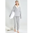 thumbnail image 1 of Pijama de mujer independiente de invierno con cuello en V y manga larga engrosada, 1 of 6