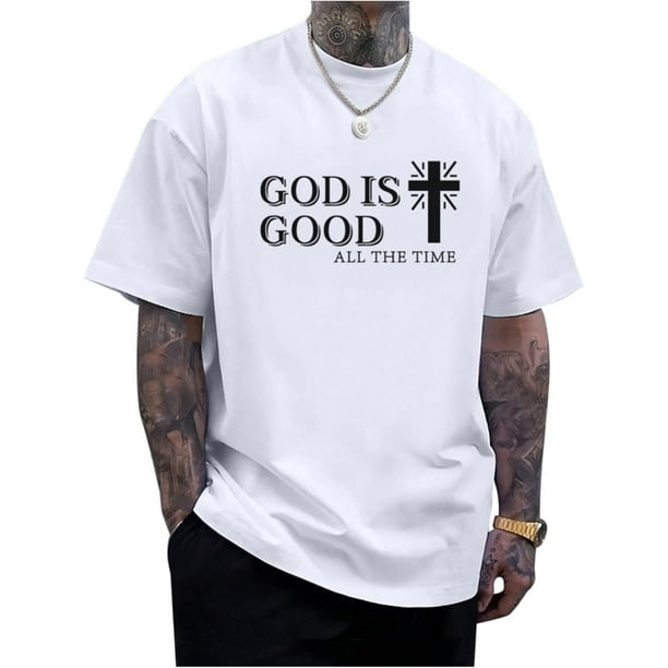 God is Good Shirt Christian Jesus Cross T Shirts for Men Religious Faith Inspirational Vintage Oversized Graphic Tees