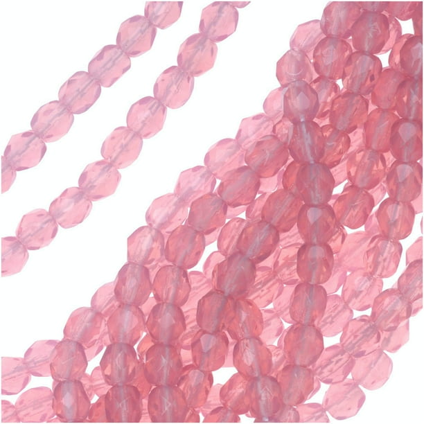Czech Fire Polished Glass Beads 4mm Round Rose Pink Opal (50) Walmart