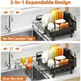 thumbnail image 3 of Este extensible para secar platos, este multifunción para encimera de cocina, escurridor de platos expandible sobre fregadero, colador de platos grande con soporte para tazas, 1 nivel, 3 of 9