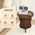 thumbnail image 3 of PHOYAL Round Small End Tables for Living Room with Wave Base, Side Table for Bedroom Small Space, Walnut, 3 of 7