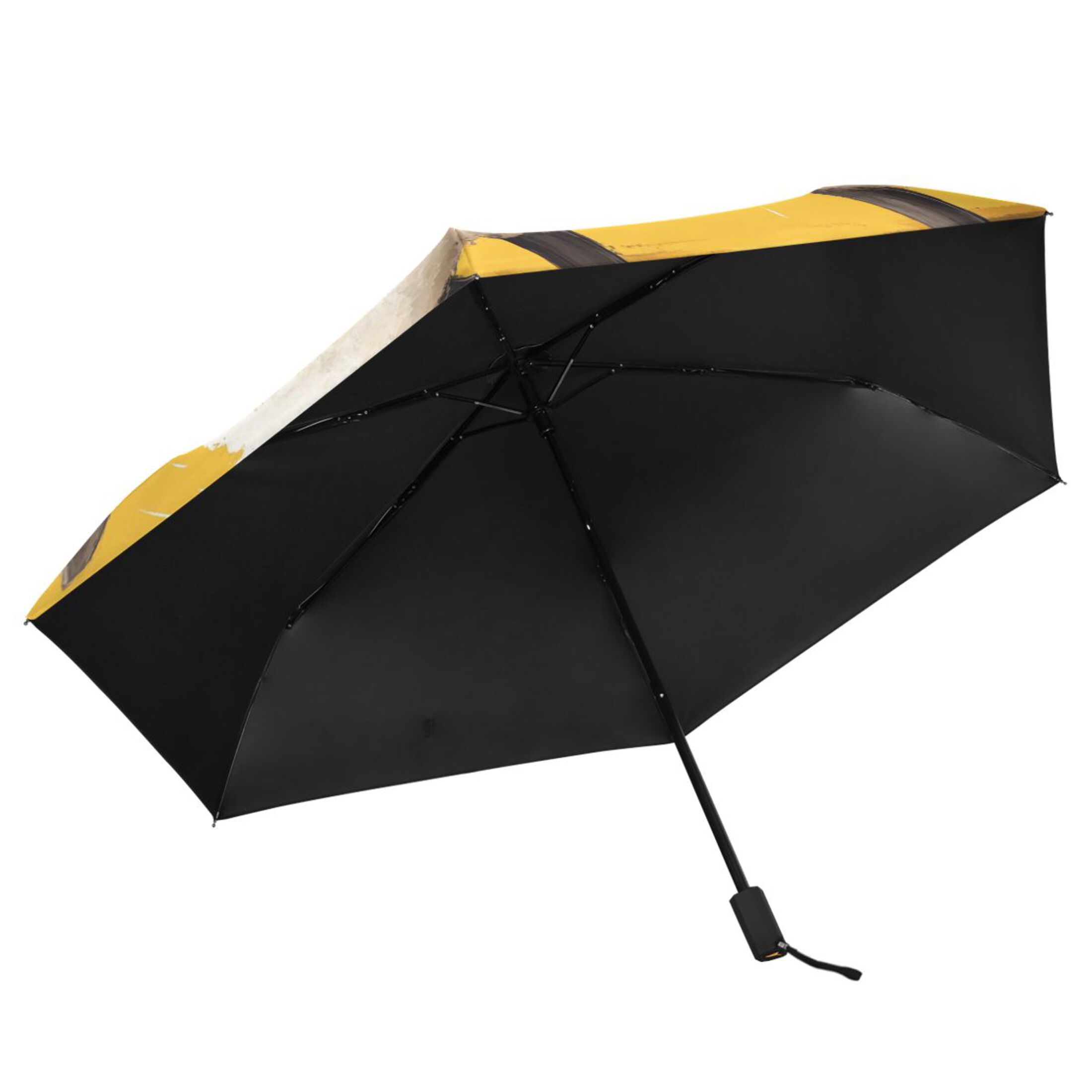Cute Sheep with Yellow Umbrella All Weather Umbrella Triple Folding Parasol 6 Ribs UV Protection Portable