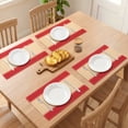 thumbnail image 3 of Farmhouse Placemats Set of 6 Woven Paper Cotton Placemats for Dining Table Decor Indoor Outdoor Kitchen Table Mat Wipe Clean Red 17.7x11.8inch, 3 of 6