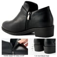 thumbnail image 4 of Ecetana Women's Chunky Low Heel Ankle Boots Round Toe Leather Western Short Booties with Side Zipper, 4 of 7