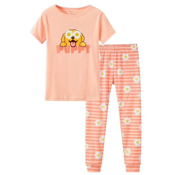 Cute Dog Cotton Pajamas for Girls Size 12 – Daisy Short Summer Pants Clothes Set