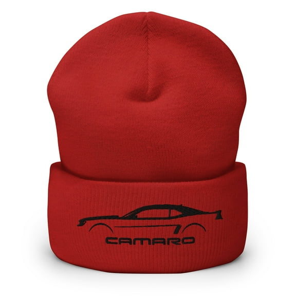 5th Gen Camaro Embroidered Cuffed Beanie Color: Red